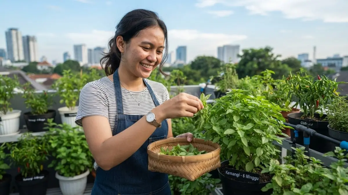 Kemangi dapat dipanen berkala mulai sekitar lima sampai enam minggu setelah tanam dengan memetik daun muda dan mempertahankan pertumbuhan tanaman. (BTV/AI)