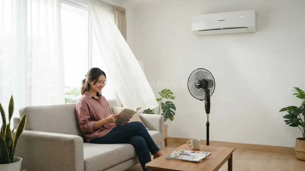 Kombinasi penggunaan AC dan kipas angin untuk menyebarkan udara dingin secara merata. (BTV/Ai)