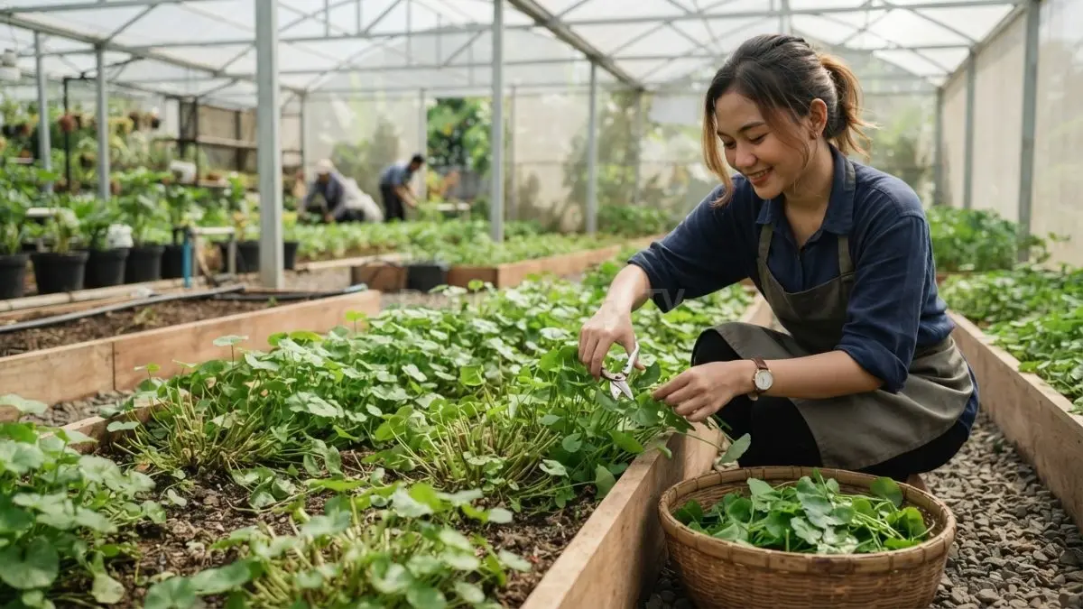 Pegagan dapat dipanen berkala sekitar tiga hingga empat kali setahun, tetapi tanaman perlu diremajakan setelah beberapa kali panen. (BTV/AI)