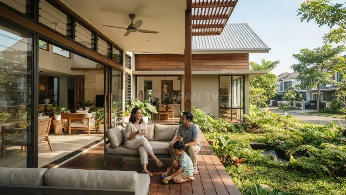 Rumah bergaya Australia memanfaatkan ventilasi silang, teras teduh, dan bukaan lebar untuk kenyamanan hunian tropis (BTV/AI)