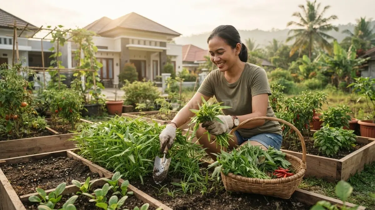 Tanam sayur secara bertahap membantu mengatur waktu panen agar stok dapur tersedia lebih teratur dan kebun tidak kosong sekaligus. (BTV/AI)