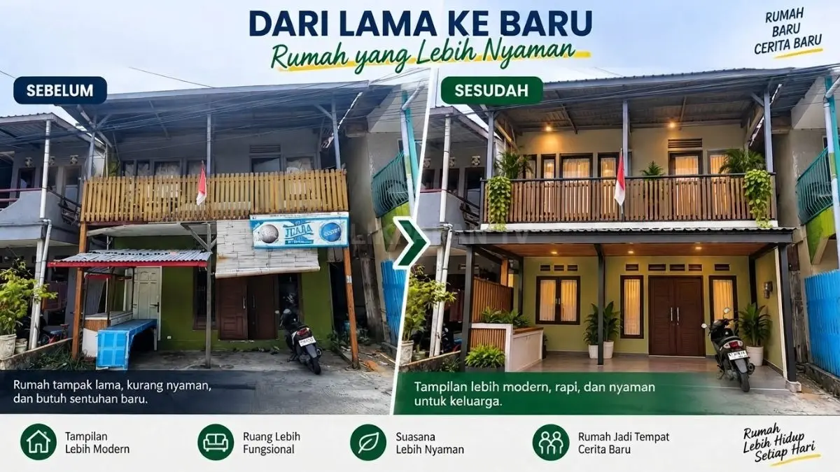 Visual desain menunjukkan transformasi fasad