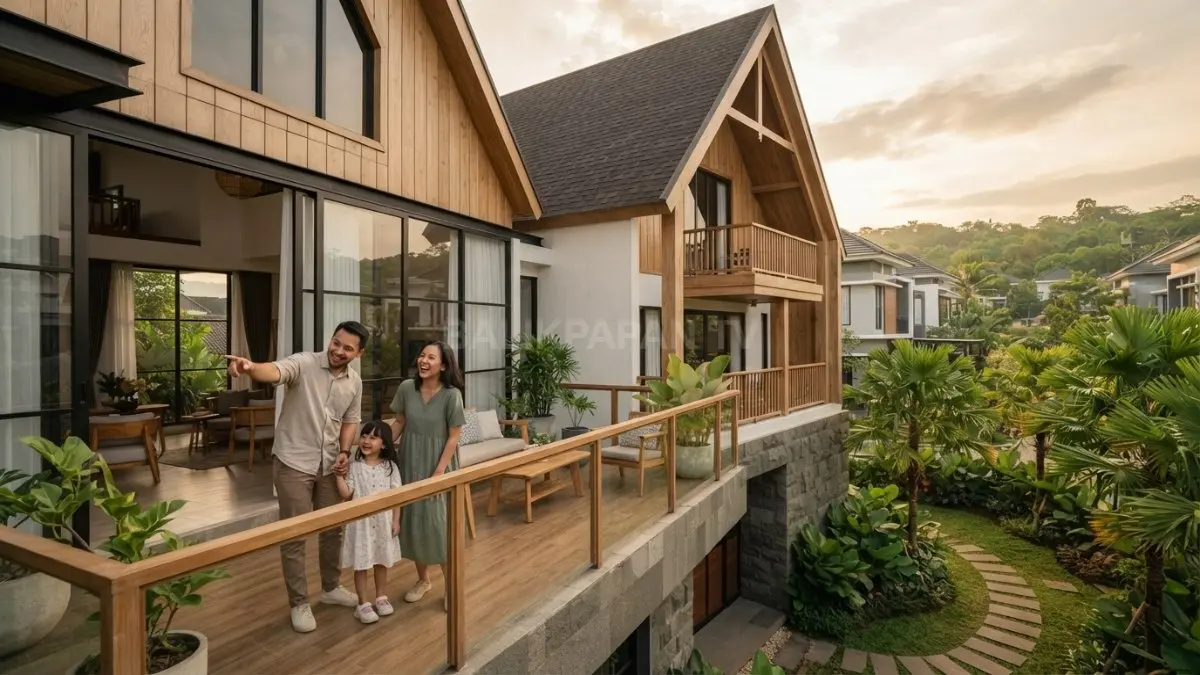 Atap pelana besar dan material kayu menonjolkan karakter rumah Zakopane yang hangat, kokoh, serta tradisional modern (BTV/AI)