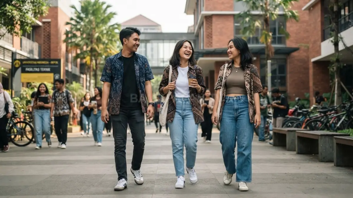 Batik dan jeans menjadi perpaduan kasual yang simpel, trendi, nyaman, dan cocok untuk gaya anak muda. (BTV/AI)