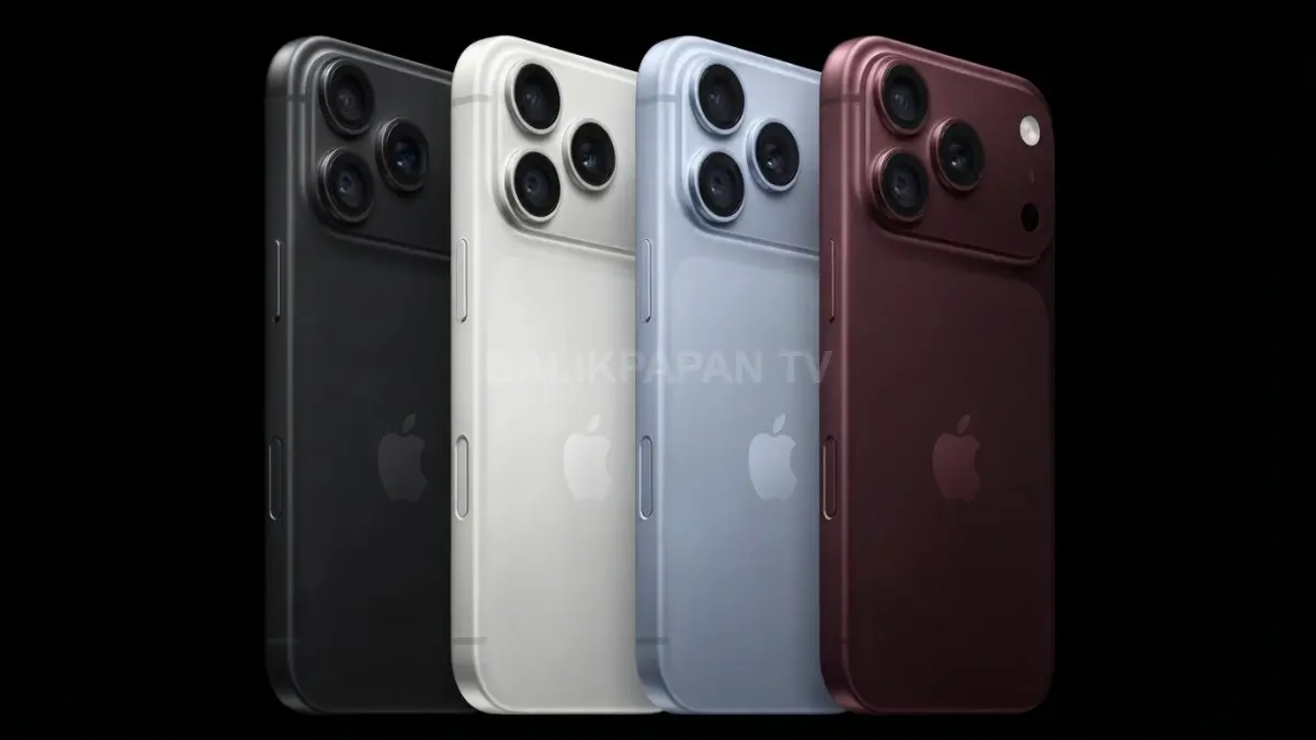 iPhone 18 Pro Max hadir dengan warna burgundi sebagai warna hero baru, bersama varian black (BTV/AI)