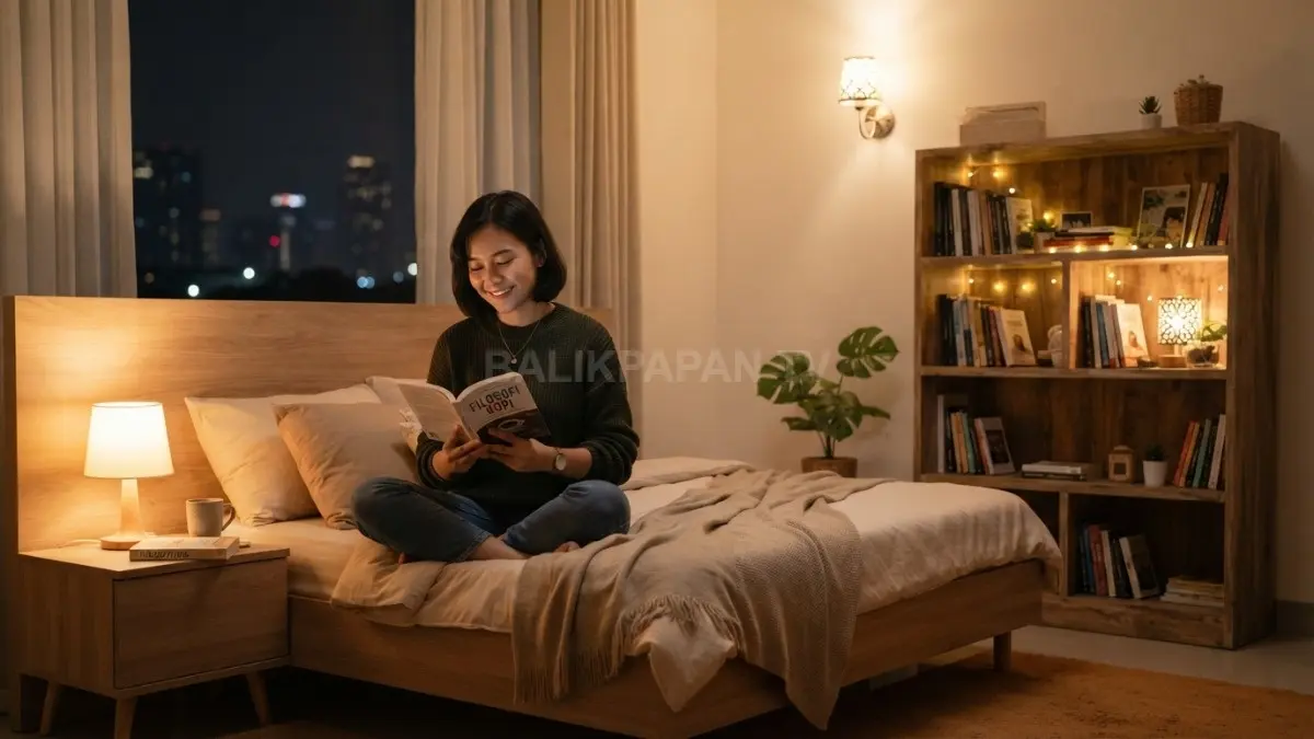 Lampu warm white menghadirkan suasana hangat, misterius, dan magis, membuat dekorasi kamar semakin menonjol (BTV/AI)