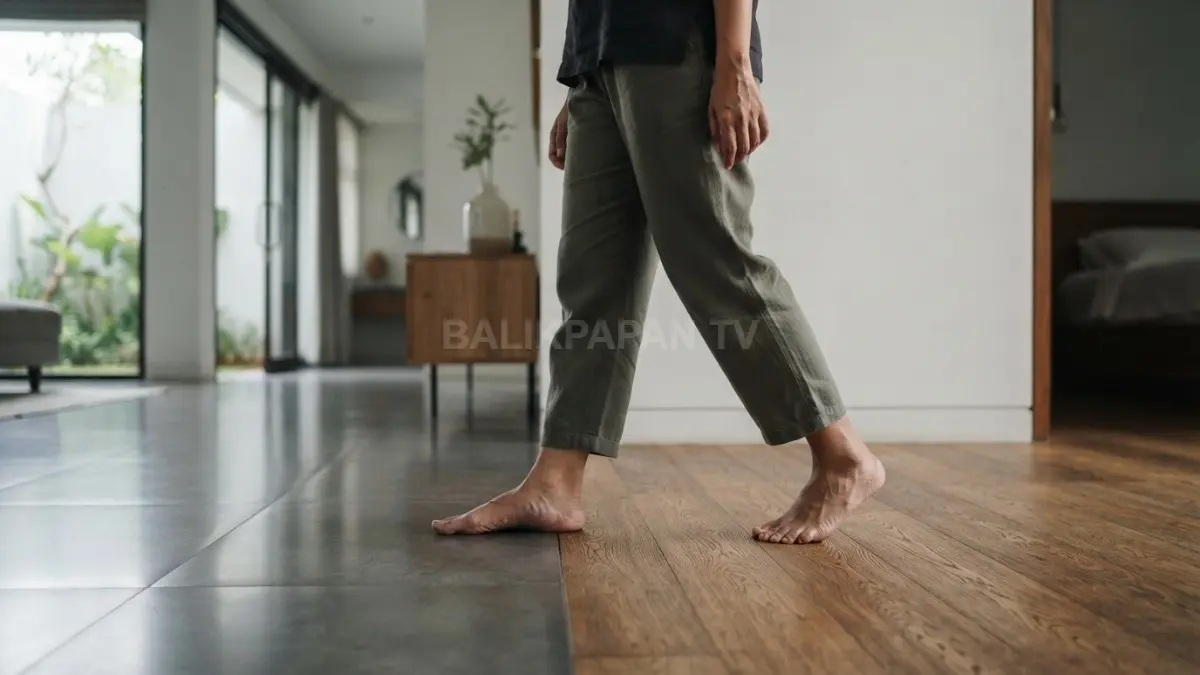 Lantai memengaruhi kenyamanan pijakan, suhu, tekstur, suara, dan pengalaman multisensori penghuni setiap hari. (BTV/AI)
