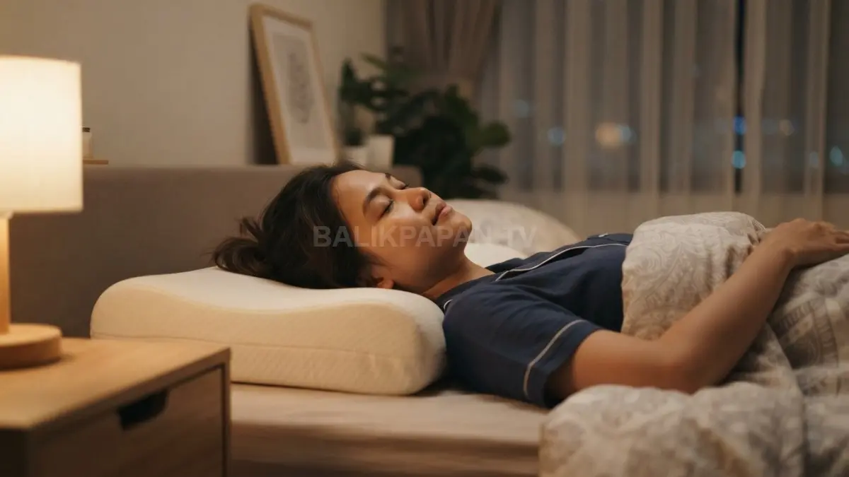 Posisi tidur telentang dan penataan bantal membantu mengurangi tekanan langsung wajah selama beristirahat malam. (BTV/AI)