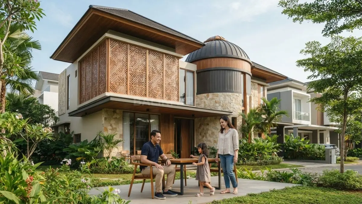 Rumah modern Kazakhstan memadukan inspirasi yurt, ornamen geometris, material natural, dan ruang keluarga hangat (BTV/AI)