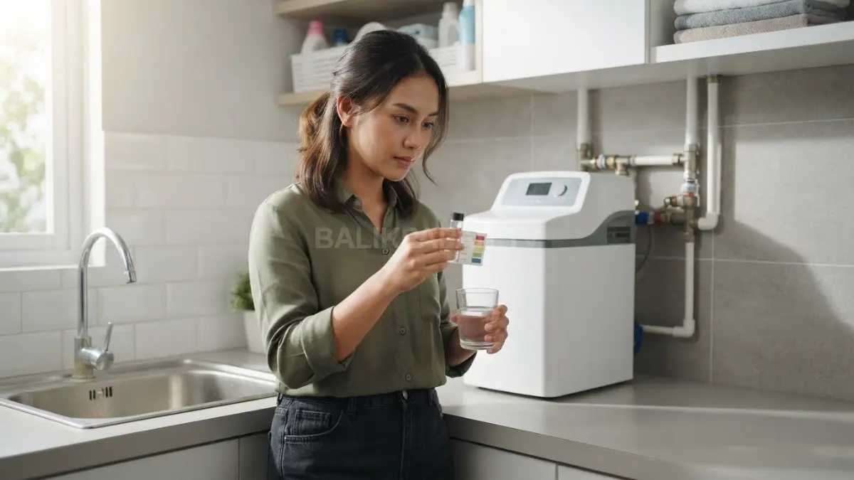 Visual edukasi penggunaan pelembut air rumah tangga untuk menjaga kualitas air dan kesehatan kulit. (BTV/Ai)