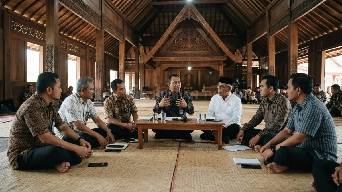Nuwo Sesat merupakan bangunan komunal Lampung untuk pertemuan adat, musyawarah, dan berbagai kegiatan sosial masyarakat (BTV/AI)