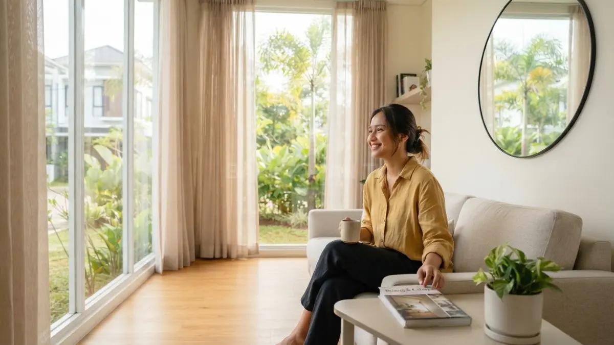 Cahaya alami membuat rumah kecil terasa luas, terang, nyaman, dan tetap sejuk melalui bukaan yang tepat (BTV/AI)