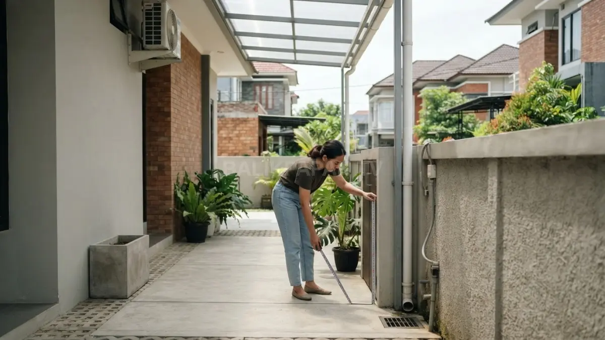 Celah 90 sentimeter diperiksa kondisi struktur, drainase, dan aturan setempat sebelum dimanfaatkan menjadi ruang fungsional. (BTV/AI)