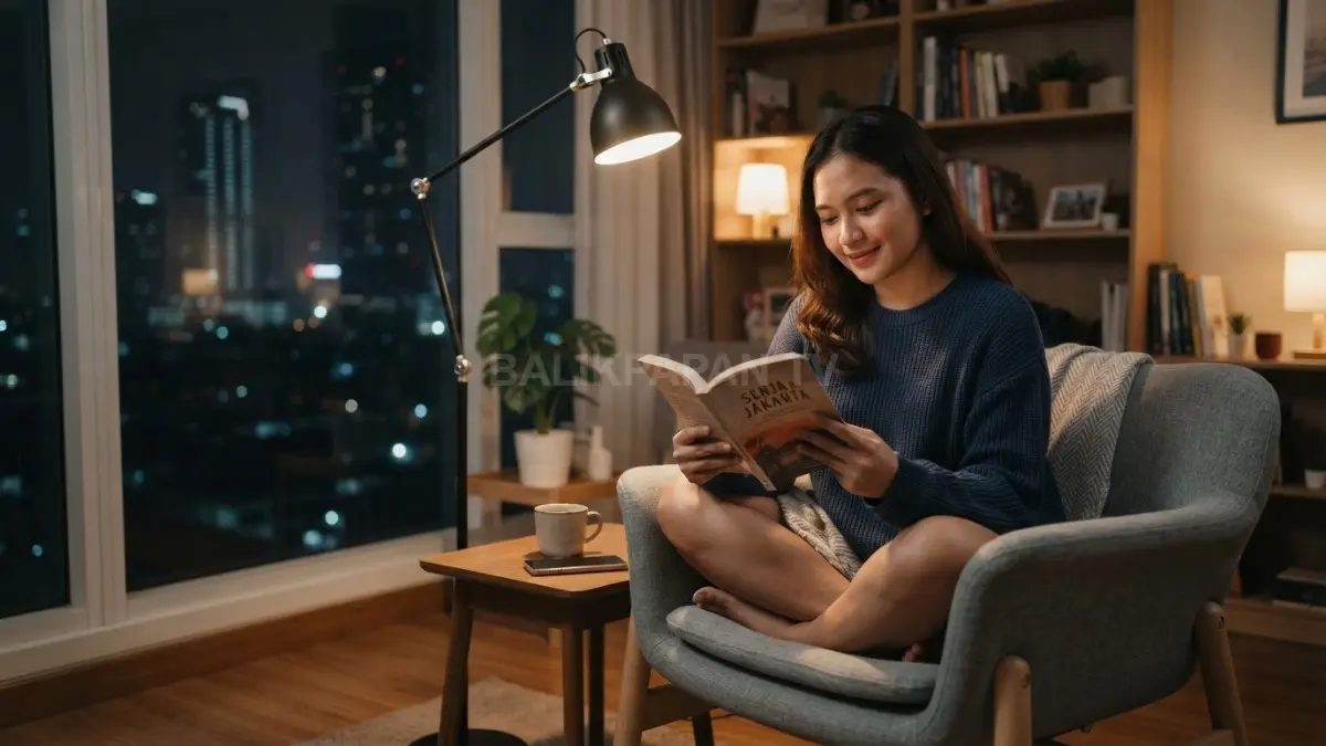 Lampu baca membantu menjaga kenyamanan mata malam hari dengan pencahayaan terarah dan kontras ruang seimbang (BTV/AI)