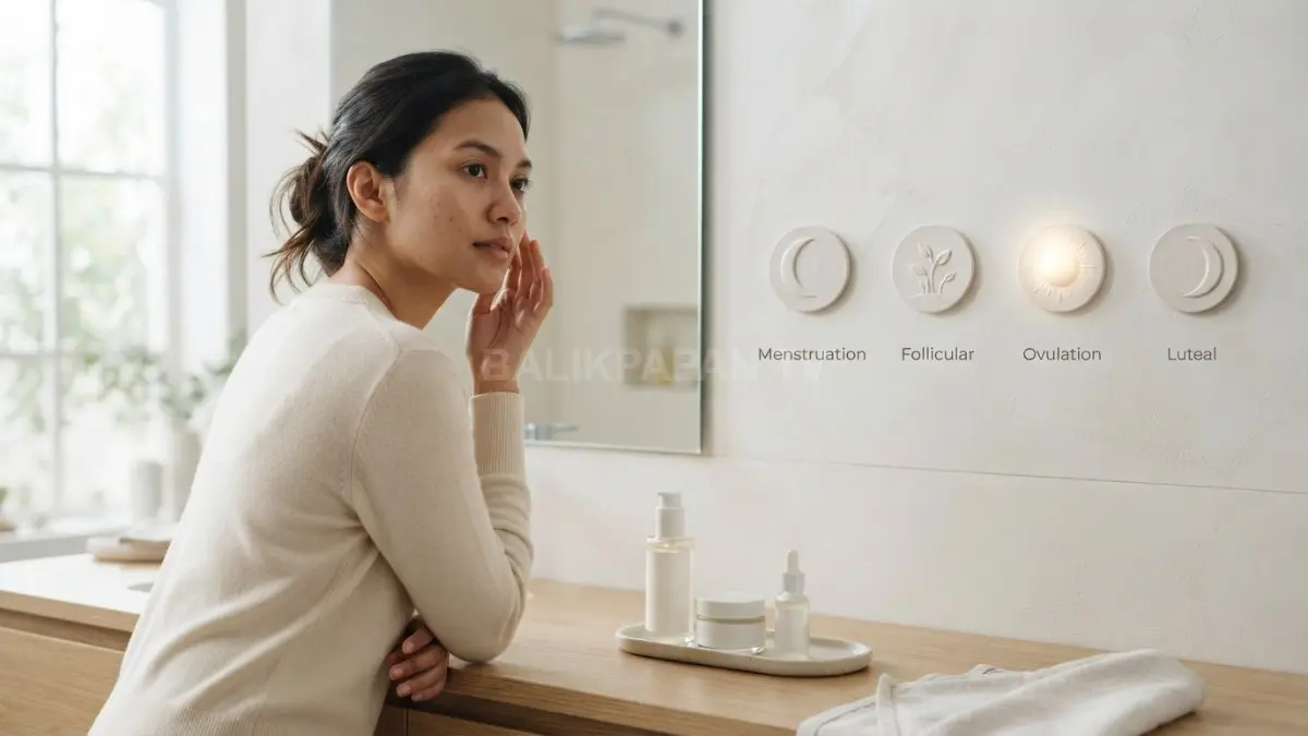 Panduan merawat kesehatan kulit wajah yang disesuaikan dengan perubahan siklus menstruasi wanita. (BTV/Ai)