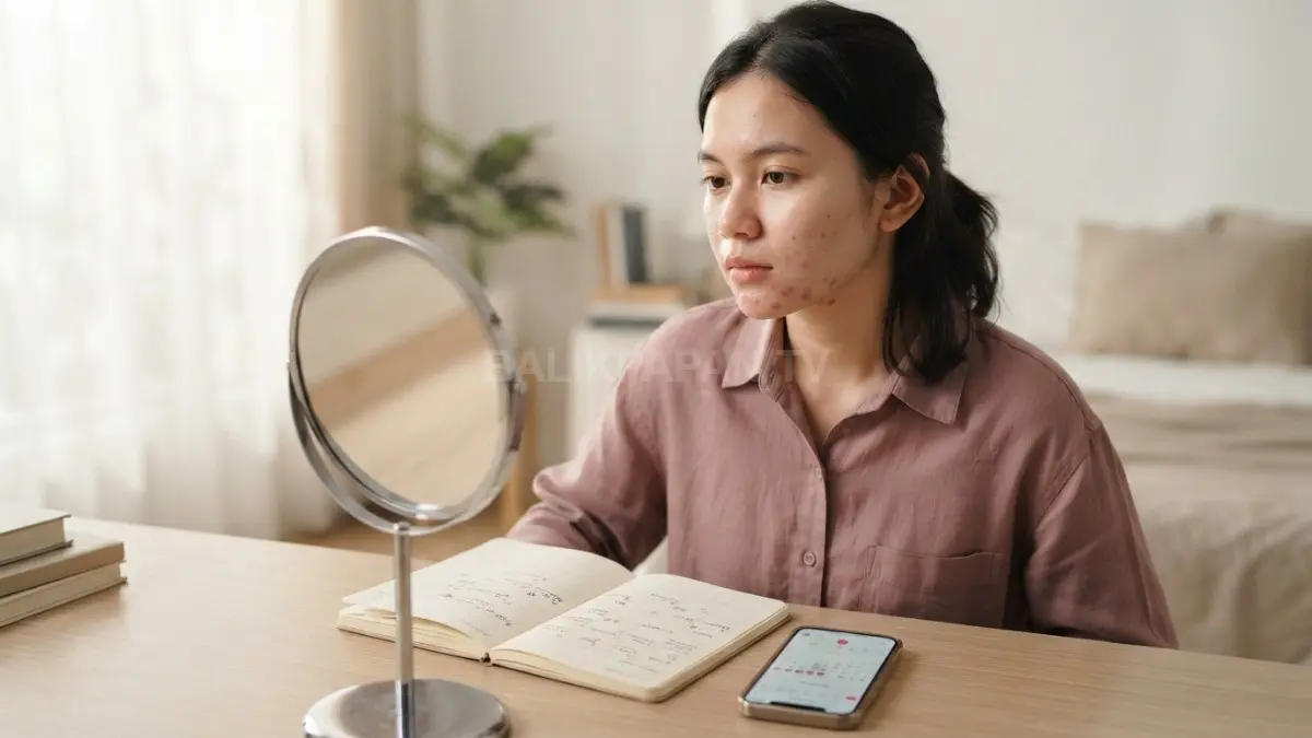 Panduan pemantauan perubahan kondisi kulit wajah berdasarkan siklus menstruasi bulanan wanita. (BTV/Ai)