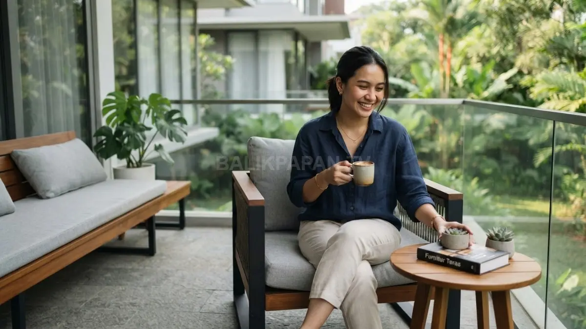 Teras nyaman membutuhkan furnitur yang sesuai fungsi, material tahan cuaca, serta cushion praktis agar mudah dirawat dan dikeringkan (BTV/AI)