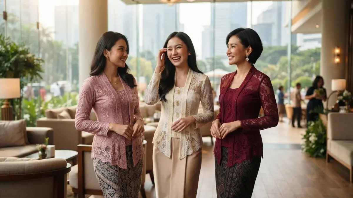 Warna kebaya mampu menciptakan kesan lembut, modern, elegan, hingga tegas tanpa menghilangkan nuansa tradisional. (BTV/AI)