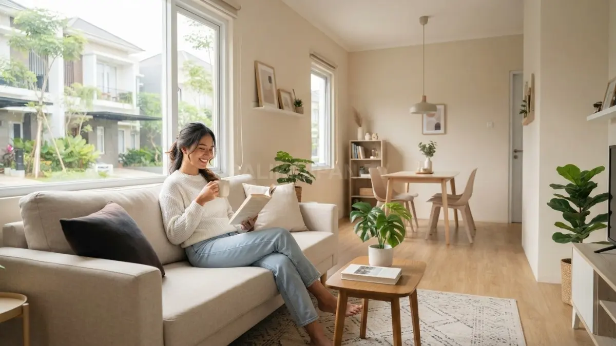 Warna terang seperti cream dan beige membuat rumah kecil terasa lapang, hangat, nyaman, serta tetap berkarakter (BTV/AI)