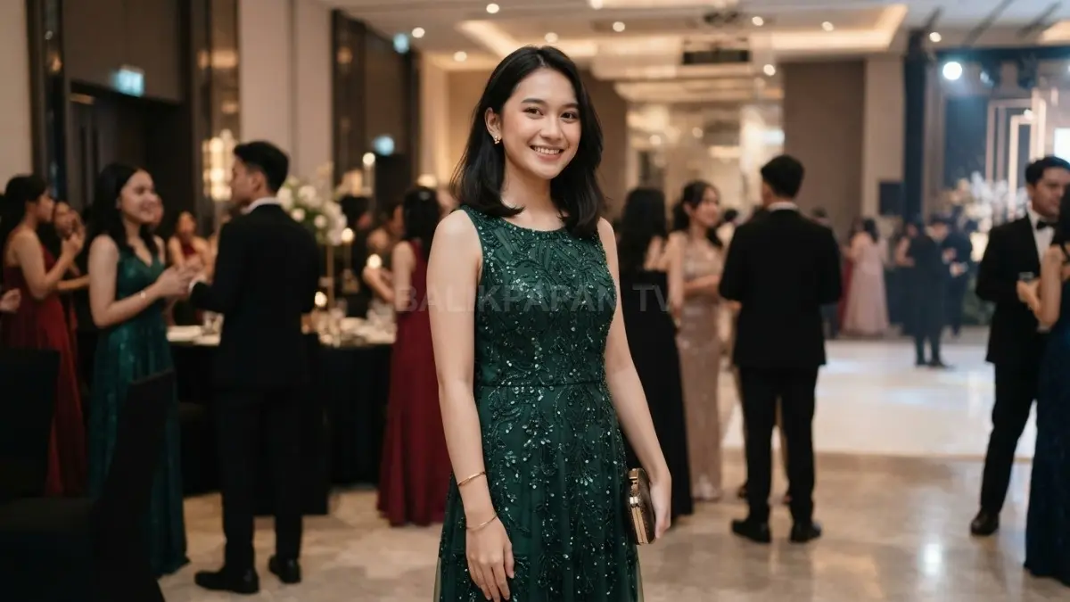 Aksesori sederhana membantu menyempurnakan gaun prom night tanpa membuat penampilan terlihat berlebihan dan tetap elegan. (BTV/AI)