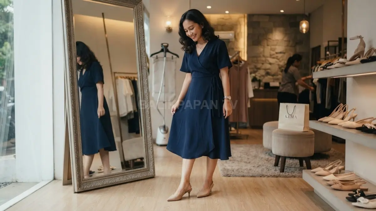 Gaun dan sepatu perlu dipadukan tepat agar tampilan prom night tetap elegan, nyaman, dan mendukung gerak bebas. (BTV/AI)