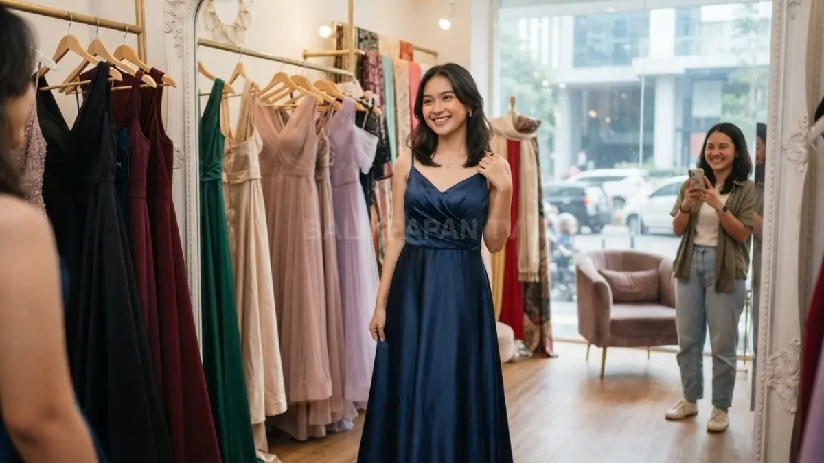 Warna gaun prom night perlu disesuaikan dengan karakter, konsep acara, pencahayaan, dan hasil dokumentasi agar tetap menawan (BTV/AI).