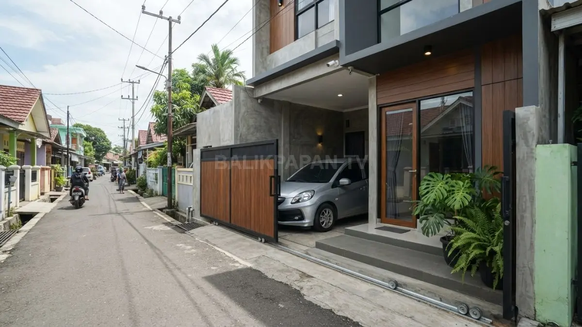 Pagar sliding menghemat ruang carport dengan sistem geser menyamping tanpa membutuhkan area ayun yang luas