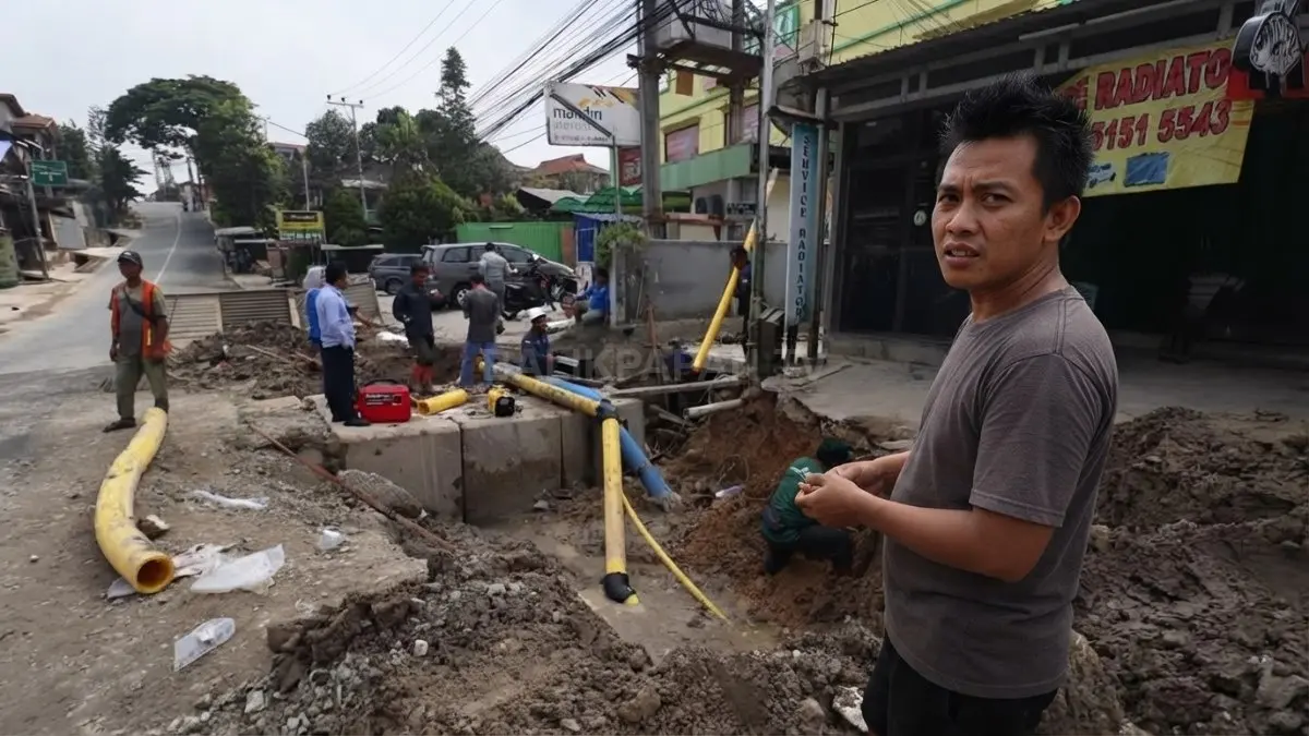 Perbaikan pipa induk jargas di Jalan D.I. Panjaitan