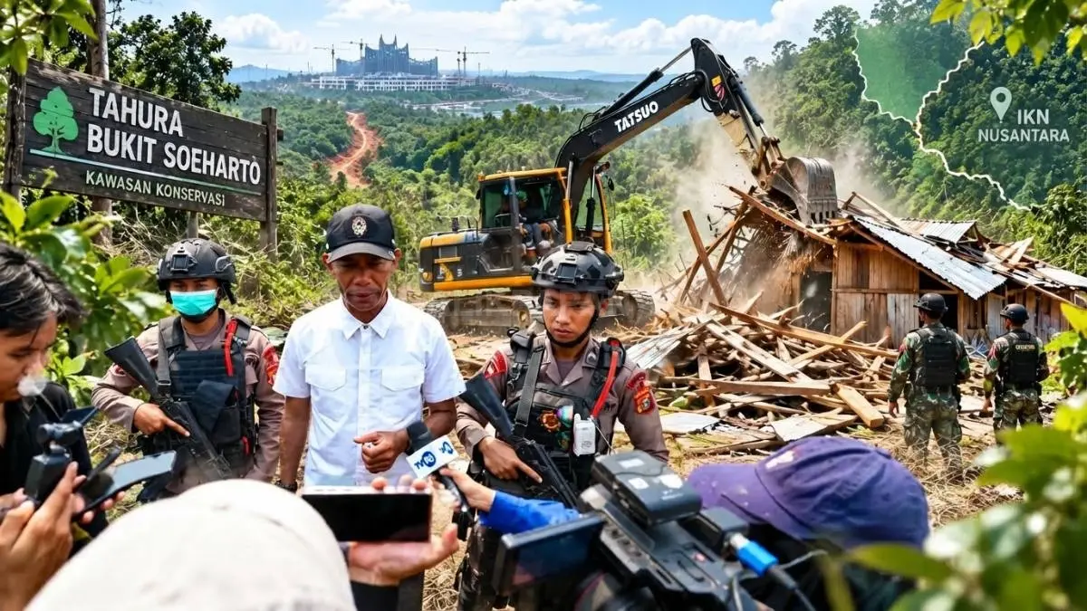 Tim gabungan menertibkan bangunan dan aktivitas pembukaan lahan di kawasan konservasi Tahura Bukit Soeharto, Kaltim.