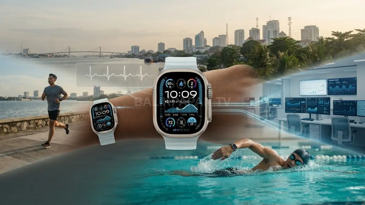 Apple Watch Ultra 2 memantau aktivitas, kesehatan, detak jantung, tidur, serta kebugaran melalui sensor canggih. (BTV/AI)