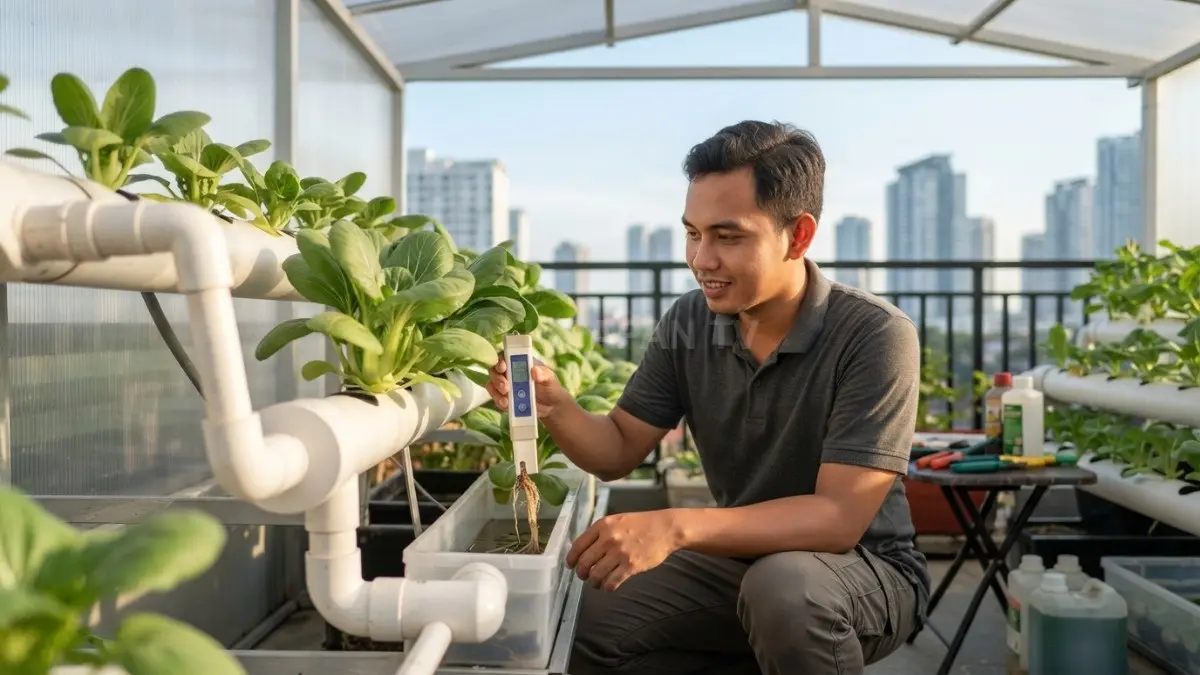 Memilih sistem hidroponik perlu menyesuaikan luas ruang, cahaya matahari, sumber air, tujuan, dan waktu perawatan. (BTV/AI)