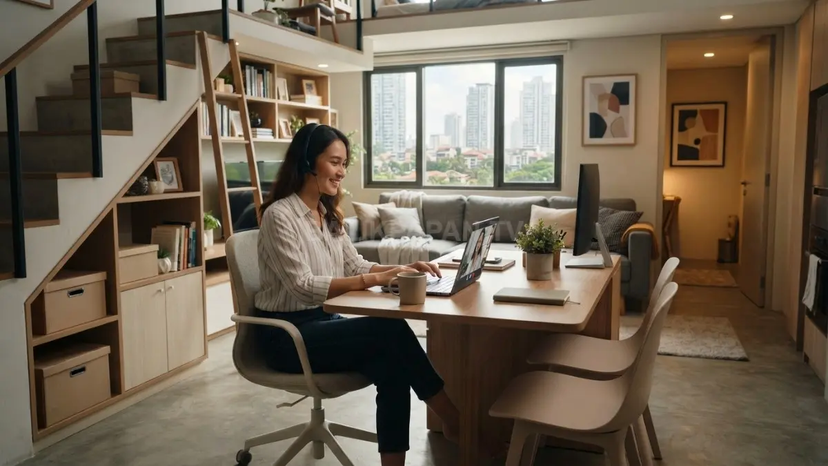 Ruang multifungsi membantu mengoptimalkan lahan terbatas melalui furnitur fleksibel, penyimpanan efisien, serta sirkulasi yang tetap nyaman (BTV/AI)