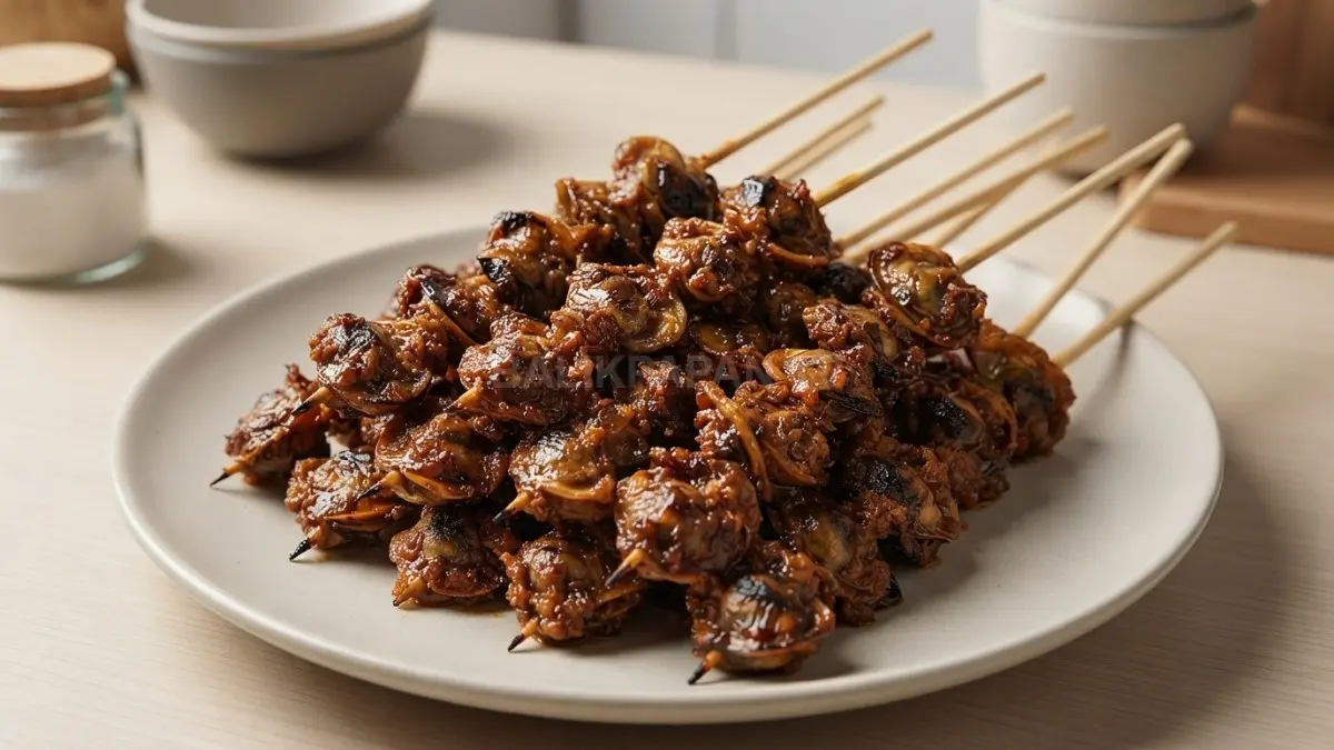 Sajian sate kerang tudai bumbu gurih yang lezat dan menggugah selera makan. (BTV/Ai)