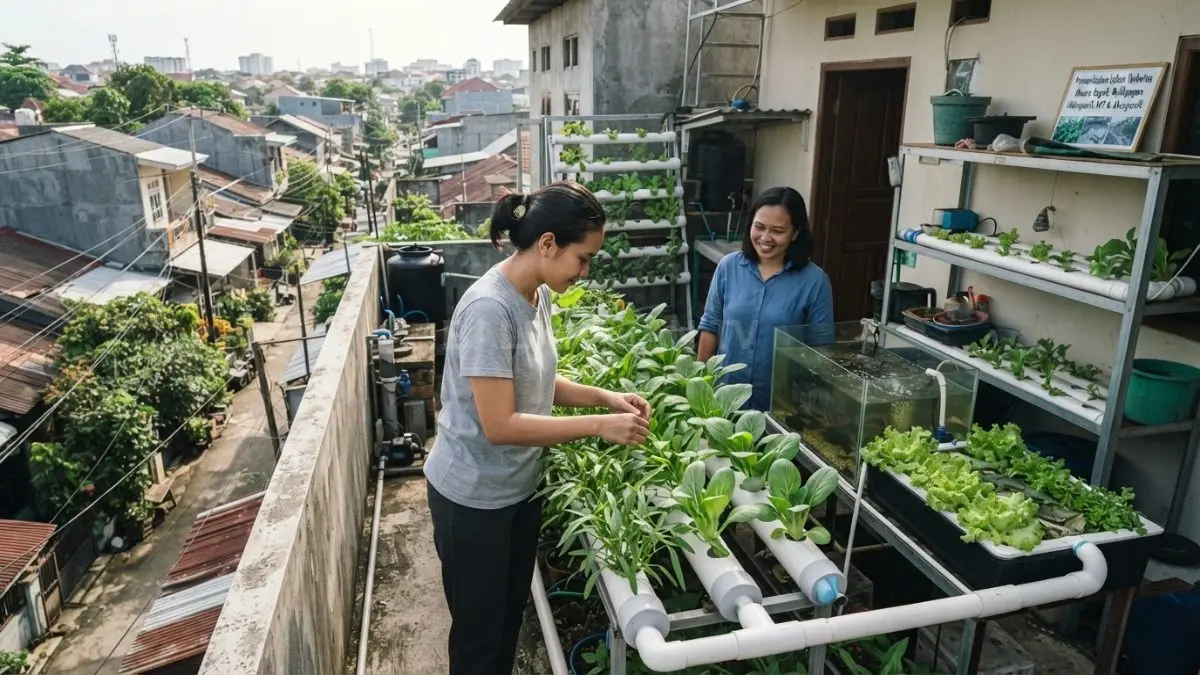 Urban farming di Muara Rapak memanfaatkan hidroponik sebagai solusi bercocok tanam pada kawasan perkotaan dengan lahan terbatas dan kebutuhan produktivitas. (BTV/AI)