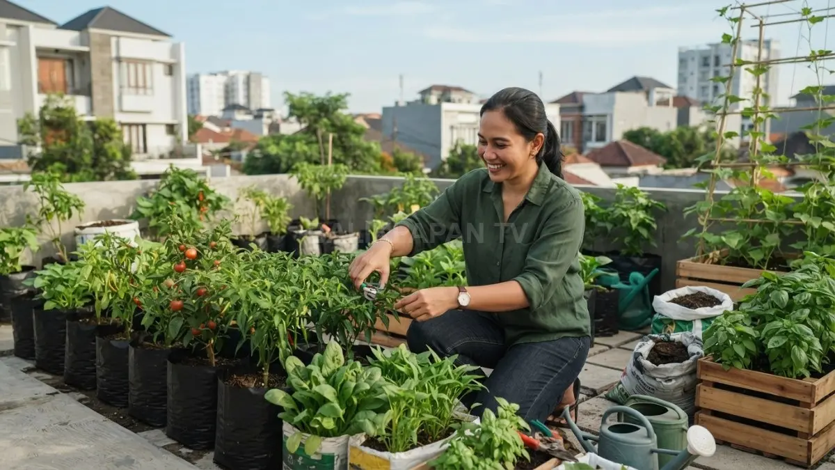 Pot dan polibag dapat ditata menjadi kebun sederhana sesuai kebutuhan pangan keluarga sehari-hari (BTV/AI)