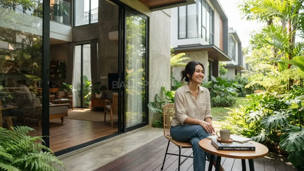 Bukaan dan teras rumah compact mendukung pencahayaan alami serta hubungan ruang dalam dan luar (BTV/AI)