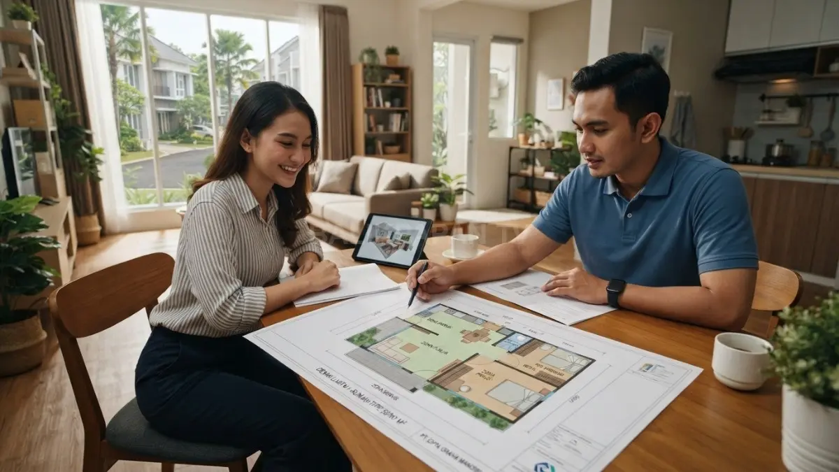 Denah rumah compact membagi zona publik privat dan servis secara efisien sesuai kebutuhan penghuni (BTV/AI)