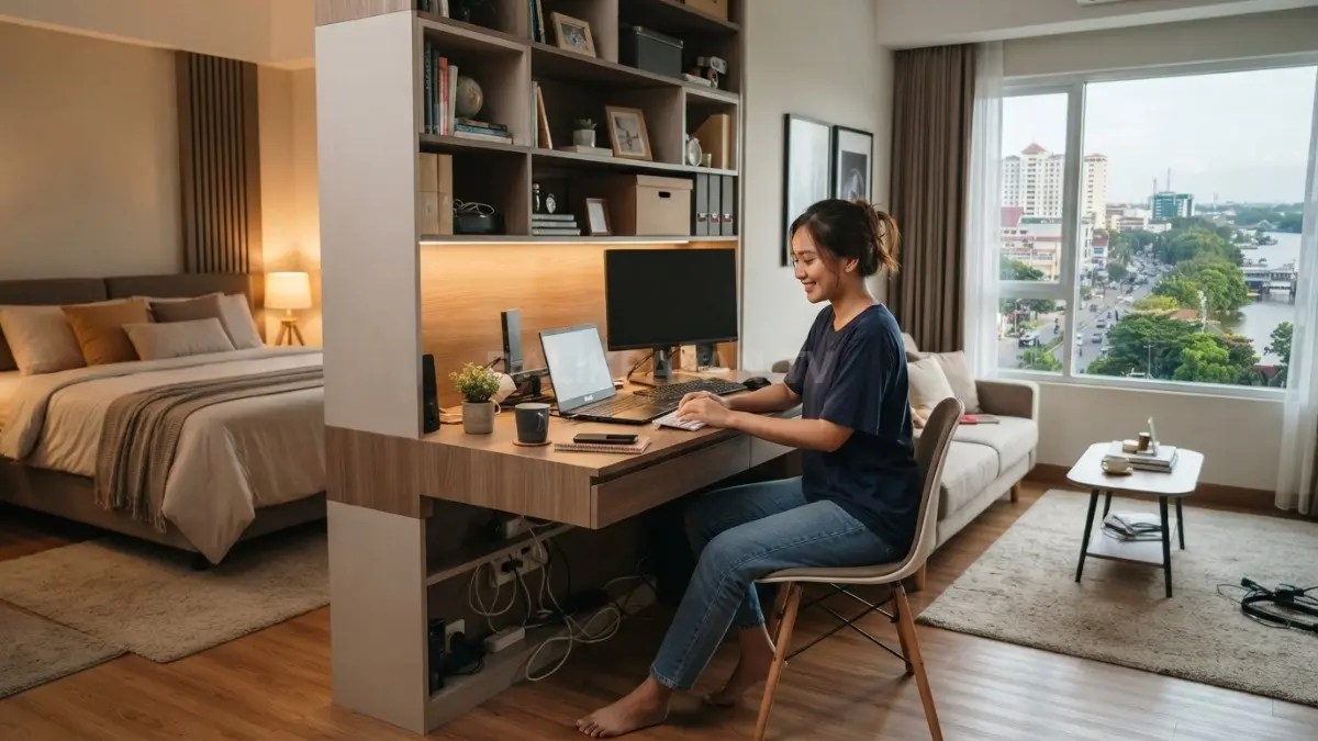 Furnitur multifungsi membantu membagi ruang rumah Samarinda untuk bekerja dan beristirahat (BTV/AI)