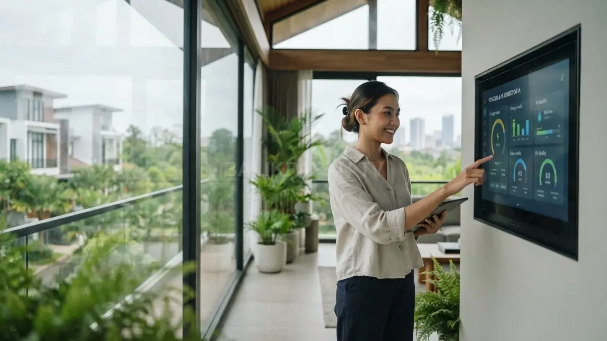 Konsep Smart House PPU memadukan desain tropis, sensor, otomasi, dan efisiensi sumber daya untuk penghuni. (BTV/AI)