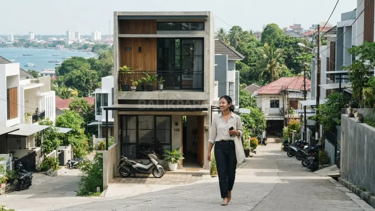 Rumah compact Balikpapan memanfaatkan lahan terbatas melalui zonasi ruang dan bukaan yang fungsional (BTV/AI)