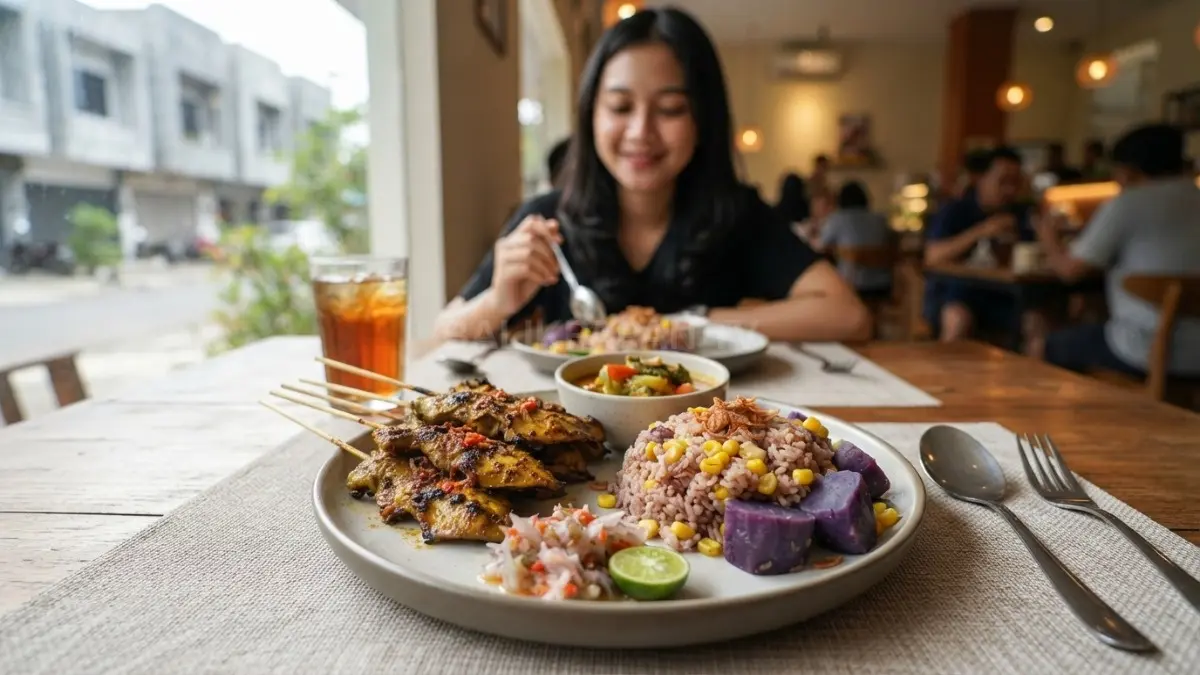 Sate ikan pari dan nasi subut menjadi pasangan kuliner khas Tana Tidung Kalimantan Utara. (BTV/AI)