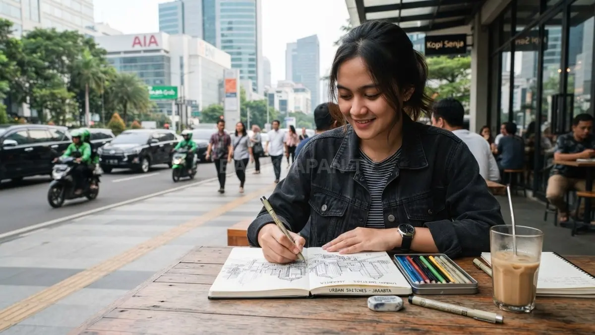 Sketchbook, pensil, dan drawing pen menjadi perlengkapan sederhana untuk memulai hobi urban sketching (BTV/AI)