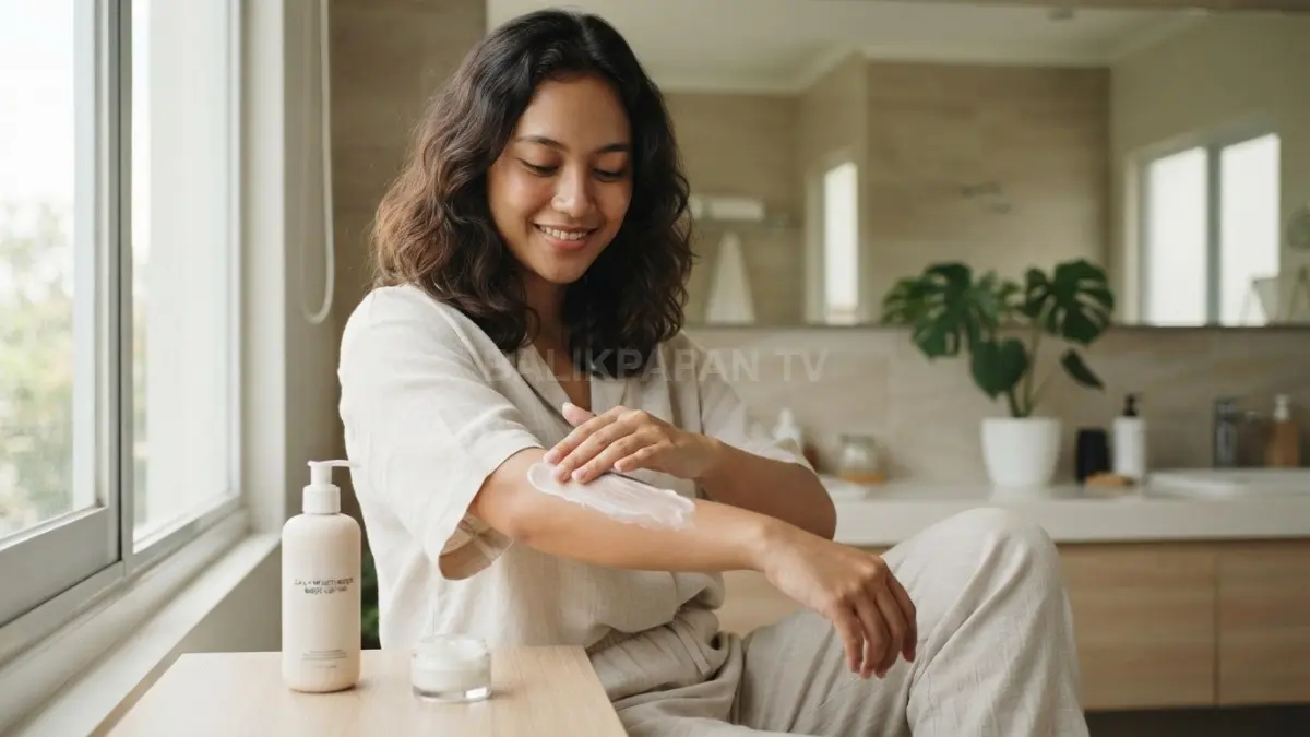 Body lotion menjaga kelembapan kulit sehari-hari dengan tekstur ringan dan nyaman digunakan pada area tubuh luas (BTV/AI).