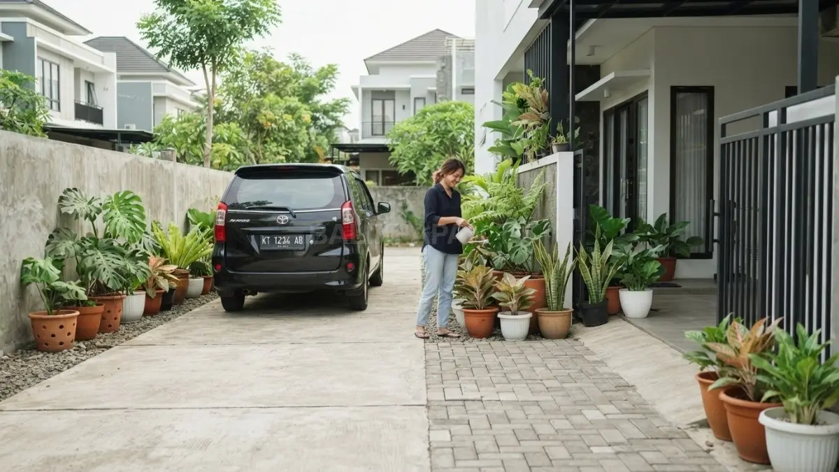 Tanaman hijau mempercantik halaman tanpa mengganggu parkir, asalkan ditempatkan tepat dan mudah dirawat. (BTV/AI)