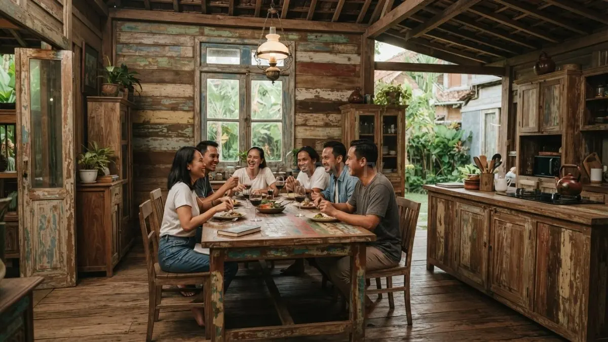 ruangan dari material tua yang memberi kesan unik