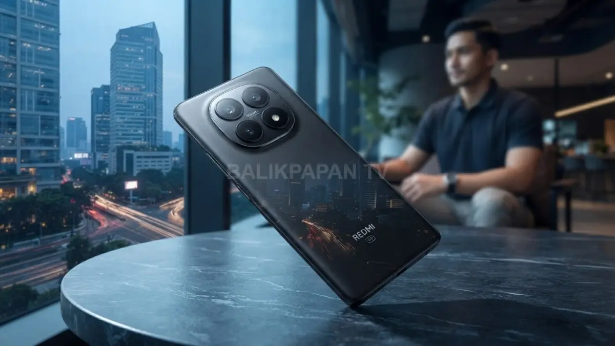 Xiaomi Redmi Note 15 dengan layar AMOLED dan kamera utama 108 MP, menggambarkan fitur unggulan smartphone kelas menengah.