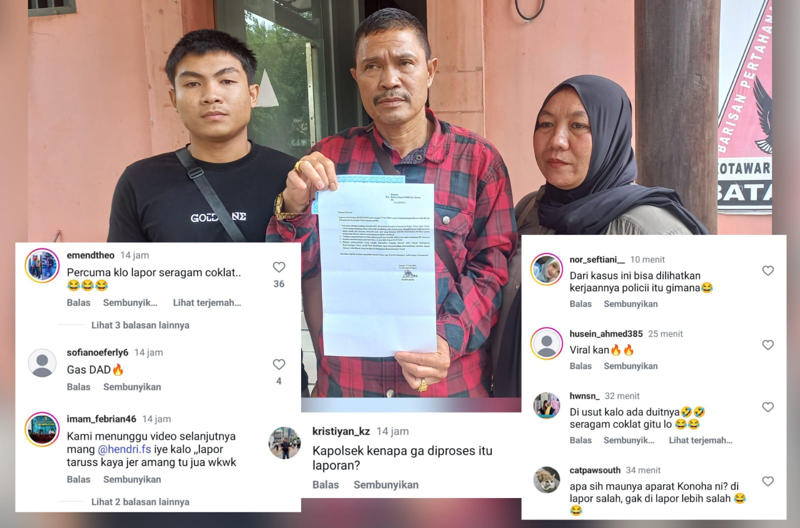Beragam komentar netizen atas laporan yang dibuat oleh korban penggerebekan di Sampit.