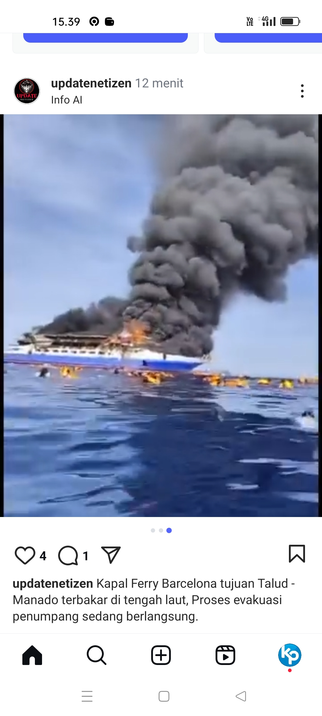Kapal motor Barcelona yang terbakar