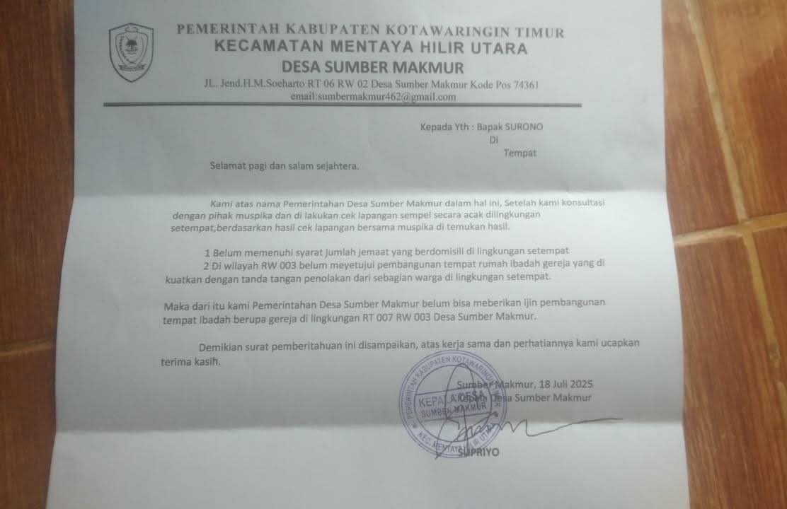 Surat dari Des Sumber Makmur