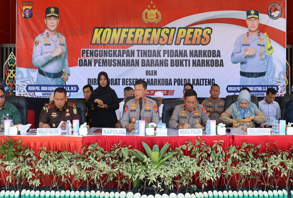 Rilis kasus narkoba Polda Kalteng. HUMAS